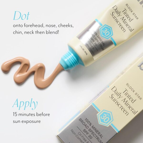 Bliss Block Star SPF 30 Daily Tinted Sunscreen with Zinc Oxide, Sunscreen & Makeup Primer- All Skin Tones - 100% Mineral Broad Spectrum Sunscreen with Titanium Dioxide & Antioxidant Blend,- 1.4 fl oz. - Image 8