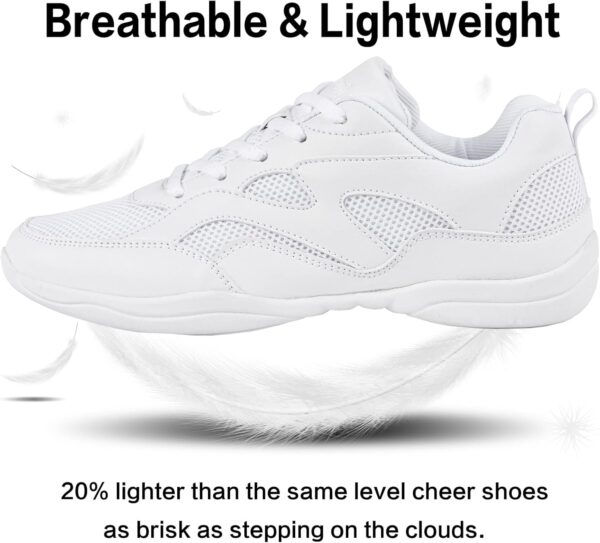 Cheer Shoes for Youth Girls White Cheerleading Athletic Dance Shoes Tennis Sneakers for Competition Sport Training - Image 6