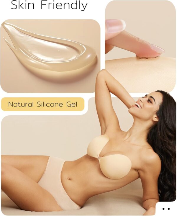 Niidor Adhesive Strapless Bra for Women Sticky Invisible Push up Silicone Bra for Backless Dress 2025 Upgraded Clasp Bras - Image 4