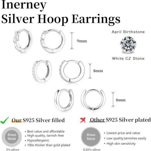 Gold Huggie Hoop Earrings Set for Women, Dainty Small Sterling Silver Earring for Multiple Piercing Stacks Hypoallergenic Jewelry, Trendy Twisted Birthstone CZ Cartilage Earings Gifts 3Pairs - Image 6