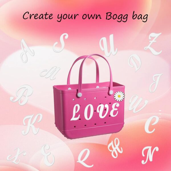 Hroatpk 2pcs Charms for Bogg Bag, Letter Charms Decorative Alphabet Lettering Accessories Insert Compatible With Beach Bag, Rubber Tote - Image 5