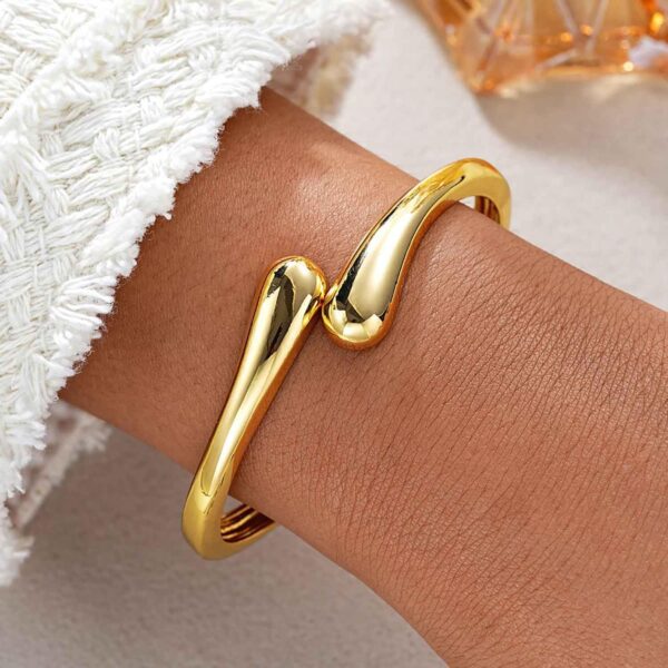 Gold Bangle Bracelets for Women Teens Trendy Chunky Adjustable Twist Cuff Bracelet Jewelry Gifts - Image 3