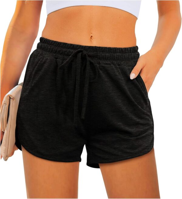 Aloodor Womens Athletic Shorts Running Dolphin Shorts with Pockets and Drawstring - Image 3