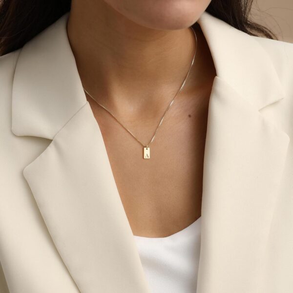 Initial Necklaces for Women 14K Gold Plated Letter Necklace Dainty Gold Name Necklace Personalized Initial Tag Pendant Necklace for Women Trendy Gold Jewelry - Image 3