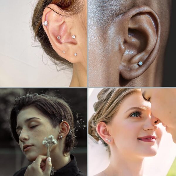 20G Flat Back Earrings Stud G23 Titanium Threadless Tragus Labret Cartilage Lip Medusa Conch Body Piercing Jewelry Hypoallergenic for Women Men - Image 6