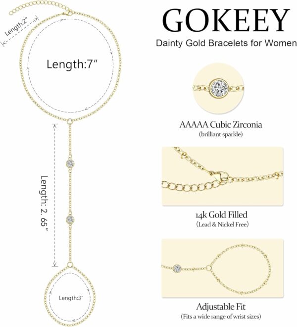 Gold Bracelets for Women Trendy,14K Real Gold Plated Dainty Stackable Paperclip Cuban Link Chain Bracelets,Cuff Bracelets Jewelry Set Adjustable 7"+2" - Image 3