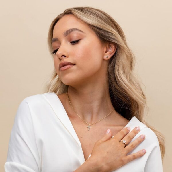 PAVOI 14K Gold Plated Cubic Zirconia Cross Necklace for Women | Cross Faith Pendant Necklaces - Image 4
