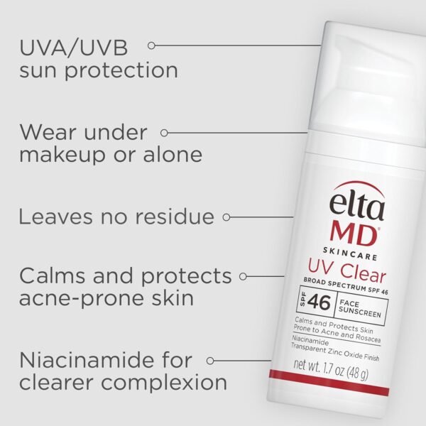 EltaMD UV Clear Face Sunscreen SPF 46, Oil-Free Sunscreen with Zinc Oxide, Dermatologist Recommended - Image 6