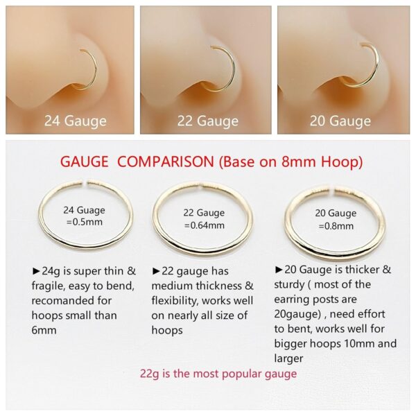 Small Gold Nose Ring Hoop for Women, Tiny Thin 14k Gold Filled Nose Piercing Hoop Jewelry 7mm 22G - Image 6