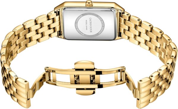 Gold Watches for Women with Vintage Rectangular Case,White Roman Dial,Stainless Steel Band,Adjustment Tool Included,Water Resistant - Image 4