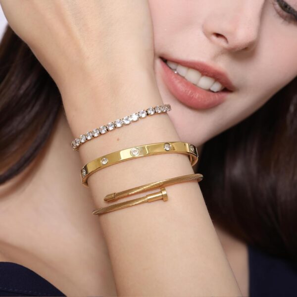 A D. ALLEN & DANMI. 18 K Gold Plated Love Bangle Bracelet Set Flexible Wide Wristband Bangle Bangle Set for Love - Image 7