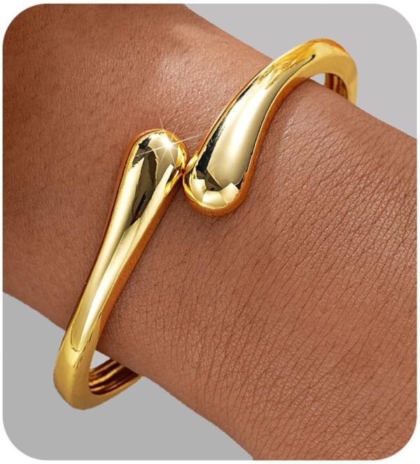 Gold Bangle Bracelets for Women Teens Trendy Chunky Adjustable Twist Cuff Bracelet Jewelry Gifts - Image 2