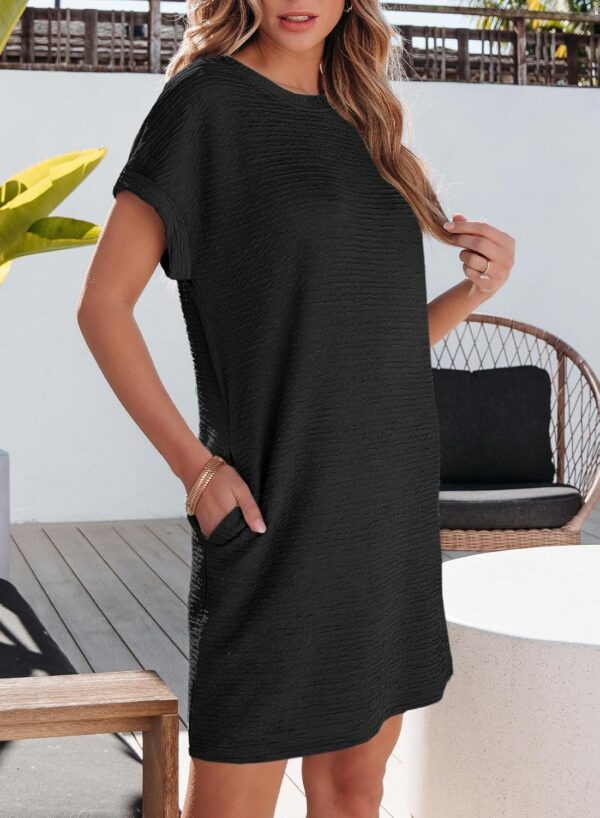 EVALESS Womens Summer Dresses Fashion 2025 Short Sleeve Spring Mini Dress Casual Beach Vacation Clothes Dresses - Image 5