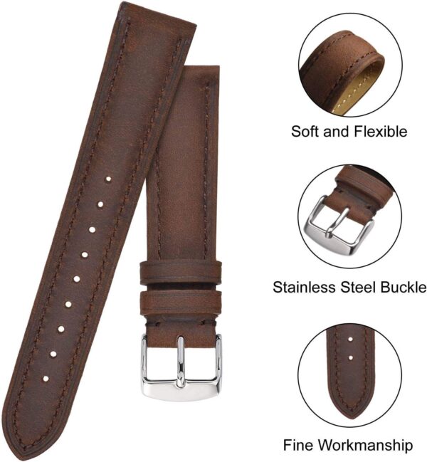 BISONSTRAP Watch Strap, Vintage Leather Replacement Bracelet, Band Width-14mm 15mm 16mm 17mm 18mm 19mm 20mm 21mm 22mm 23mm 24mm - Image 5