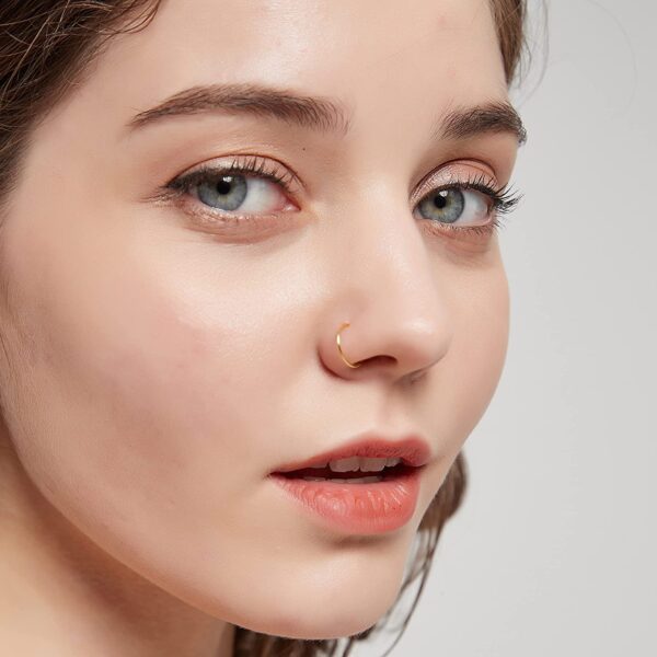 Small Gold Nose Ring Hoop for Women, Tiny Thin 14k Gold Filled Nose Piercing Hoop Jewelry 7mm 22G - Image 4