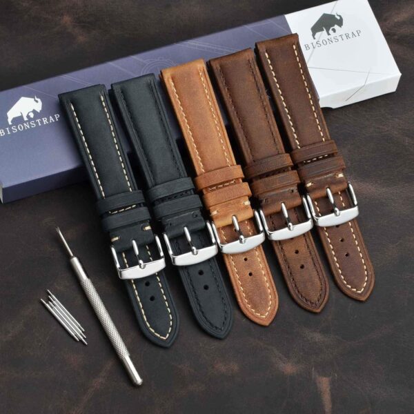BISONSTRAP Watch Strap, Vintage Leather Replacement Bracelet, Band Width-14mm 15mm 16mm 17mm 18mm 19mm 20mm 21mm 22mm 23mm 24mm - Image 10