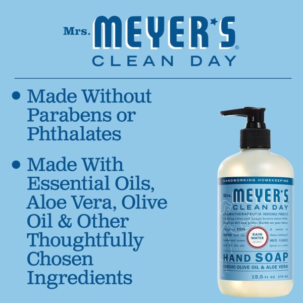MRS. MEYER'S CLEAN DAY Hand Soap, Made with Essential Oils, Biodegradable Formula, Rain Water, 12.5 fl. oz - Pack of 3 - Image 7