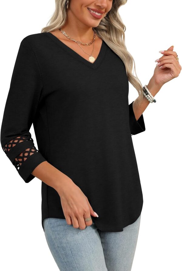 XIEERDUO 3/4 Length Sleeve Womens Tops Dressy Casual Blouses for Women 2025 Trendy V Neck T Shirts Summer Clothes - Image 5