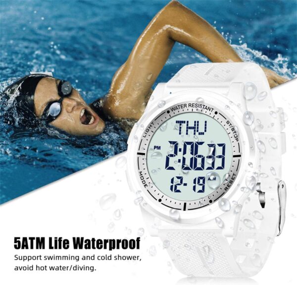 Beeasy Digital Watch Waterproof with Stopwatch Alarm Countdown Dual Time, Ultra-Thin Super Wide-Angle Display Digital Wrist Watches for Men Women - Image 3