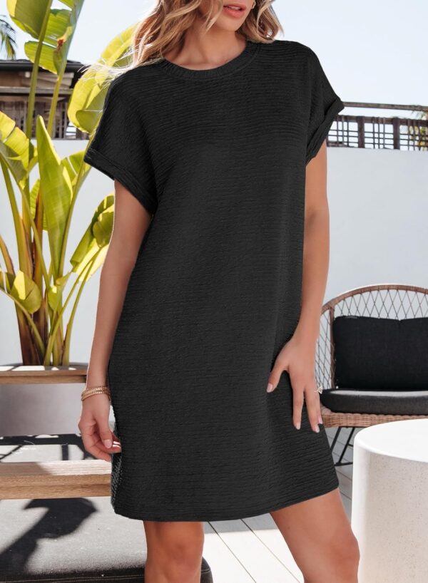 EVALESS Womens Summer Dresses Fashion 2025 Short Sleeve Spring Mini Dress Casual Beach Vacation Clothes Dresses - Image 4