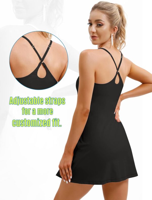 Womens Tennis Dress, Athletic Dress with Built-in Bra & Shorts Pockets Summer Dresses for Women Golf Outfits for Workout - Image 3