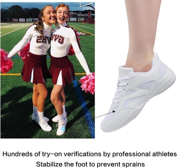 Cheer Shoes for Youth Girls White Cheerleading Athletic Dance Shoes Tennis Sneakers for Competition Sport Training - Image 4