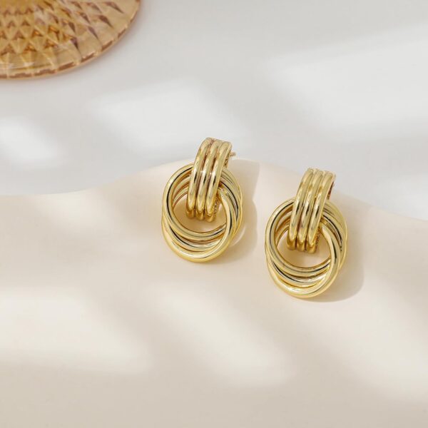 Trendy Gold Plated Knot Earrings for Women Chunky Statement Drop Dangle Earrings Lightweight Hypoallergenic Fashion Accessories Gold Jewelry Gifts for Womens - Image 6