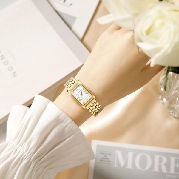 Watches for Women Vintage Bracelet Roman Dial Rectangular Case Gold Watch Waterproof with Tools - Image 6