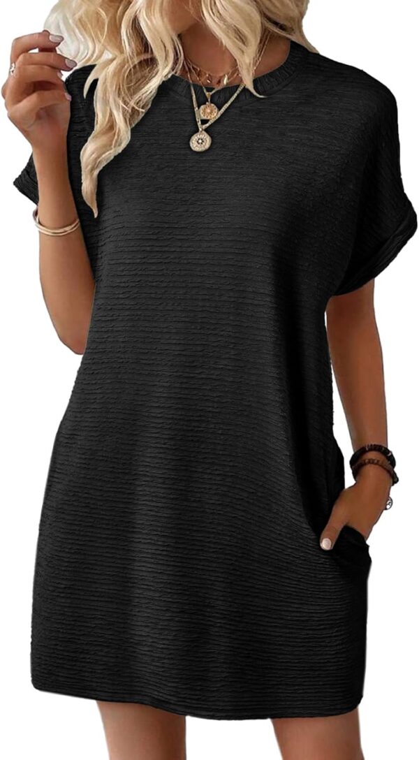 EVALESS Womens Summer Dresses Fashion 2025 Short Sleeve Spring Mini Dress Casual Beach Vacation Clothes Dresses - Image 2