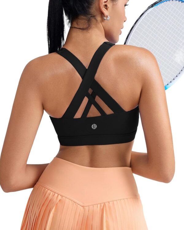 RUNNING GIRL Sports Bra for Women, Criss-Cross Back Padded Strappy Sports Bras Medium Support Yoga Bra with Removable Cups - Image 4