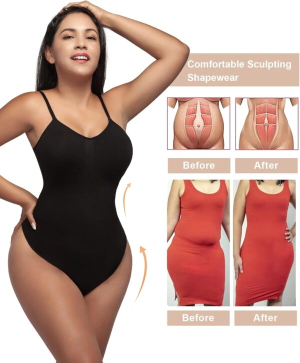 SHAPERX Women's Shapewear Bodysuit Tummy Control Body Shaper Seamless Sculpting Snatched Waist Body Suit - Image 7