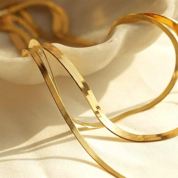 DEARMAY 14K Gold Necklaces for Women, Dainty Gold Herringbone Choker Necklace for Women Thin Layered Chunky Snake Chain Necklaces Jewelry for Teen Gifts - Image 8
