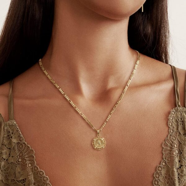 KissYan Initial Necklaces for Women, 14K Gold Plated Round Letter Pendant Capital Monogram Necklace Alphabets from A-Z Figaro Chain Jewelry - Image 3