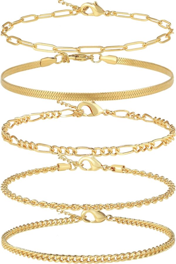 14K Gold/Sterling Silver Plated Anklet Bracelets for Women Waterproof Plus Size Cuban Link Chain Ankle Bracelet for Large Ankle 9-12inch - Image 2