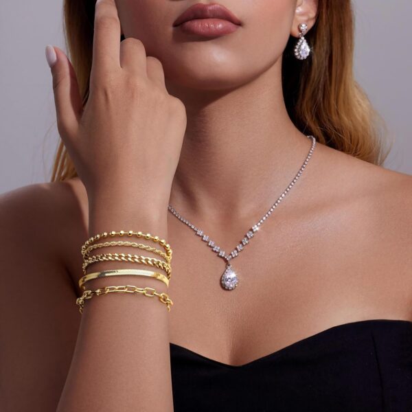 Gold Bracelets for Women,Dainty Bracelets Set for Women Trendy, Gold Bracelets Stack With Beaded, Cuban, Paperclip, Heart, Snake, Rope, Pearl, Cross, Hand Chain, Silver Jewelry Gifts for Women - Image 6