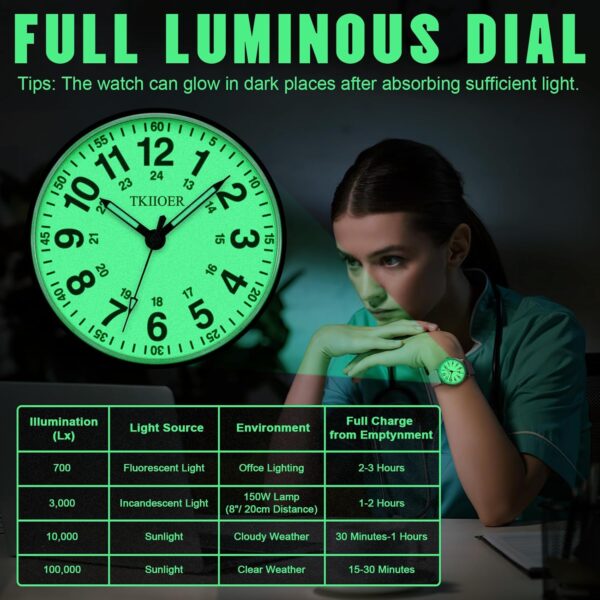 Nurse Watch for Nurse Medical Professionals Students Women Men, 50M Waterproof 12/24 Hour Military Time Luminous Easy Read Dial, Second Hand Watch for Nursing - Image 5