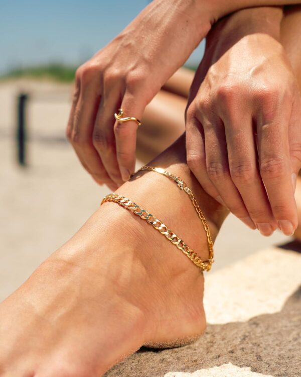 Barzel 18K Gold Plated Flat Marina Elephant Anklet For Women - Made In Brazil - Image 5