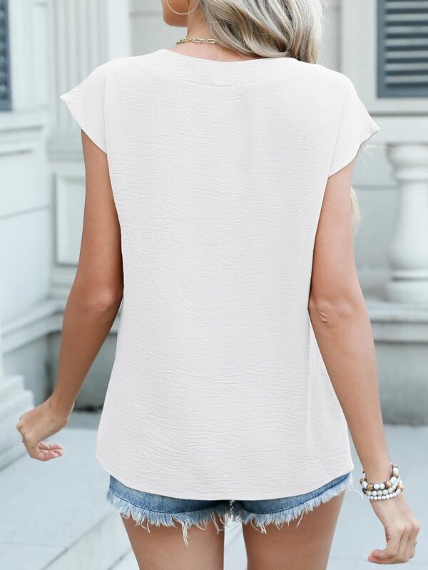 ANRABESS Women Tops Cap Sleeve Textured Dressy Casual V Neck Shirts 2025 Summer Business Work Blouses Outfits - Image 6