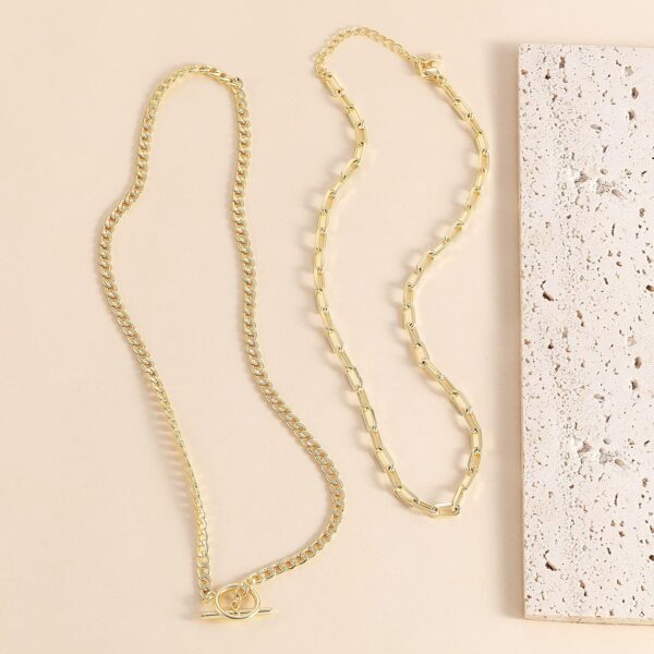 CHESKY Gold Layered Necklaces for Women, 14K Dainty Gold Chain Necklace Women Trendy Cuban Link Paperclip Chain Toggle Clasp Necklace Fashion Chunky Jewelry for Women - Image 7