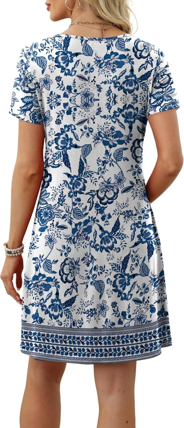 OFEEFAN Summer Dresses for Women 2025 Loose U Neck Short Sleeve Casual Beach Vacation Tshirt Dress Sundresses wih Pockets - Image 5
