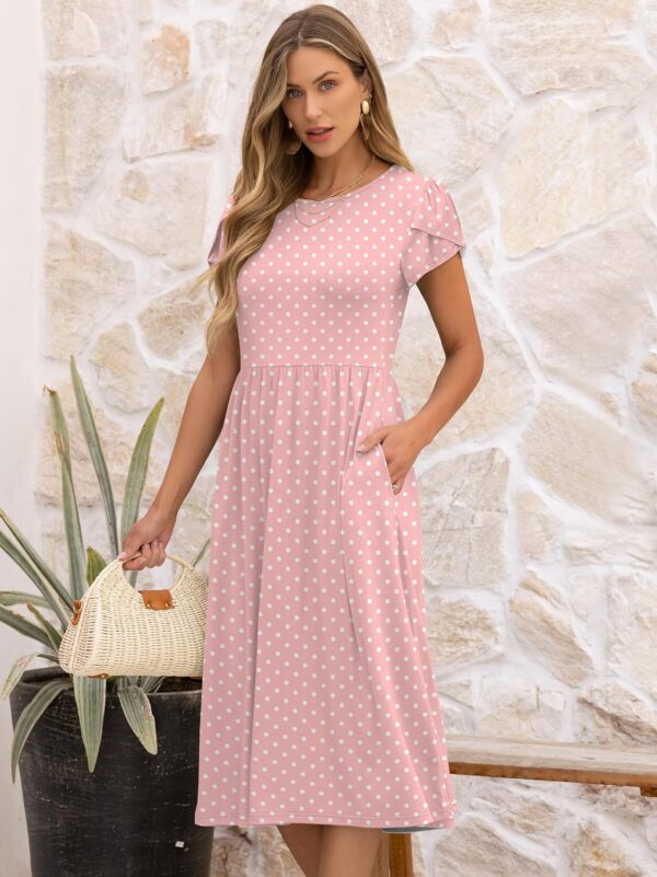 ANRABESS Women's Summer Short Sleeve A-Line Midi Dresses Casual Floral T-Shirt Dresses Flowy Beach Sundress with Pockets - Image 3