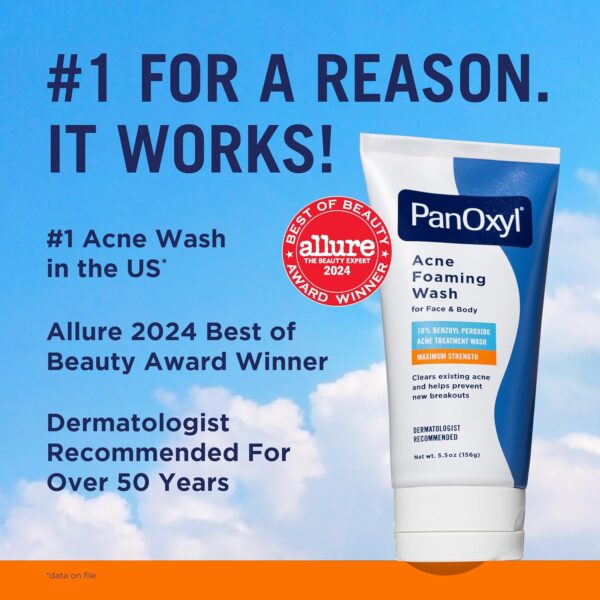 PanOxyl Acne Foaming Wash Benzoyl Peroxide 10% Maximum Strength Antimicrobial, 5.5 Oz - Image 6