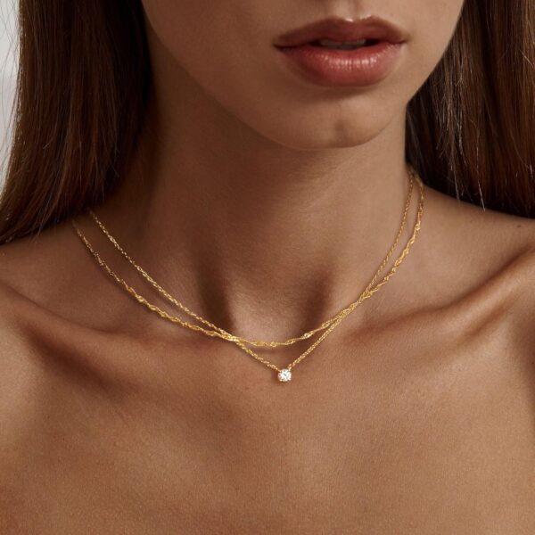 Tewiky Diamond Necklaces for Women, Dainty 14k Gold/Sterling Silver Choker Necklace Simple Gold Plated CZ Jewelry Necklaces for Women Trendy Gifts - Image 3