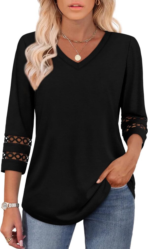 XIEERDUO 3/4 Length Sleeve Womens Tops Dressy Casual Blouses for Women 2025 Trendy V Neck T Shirts Summer Clothes - Image 3