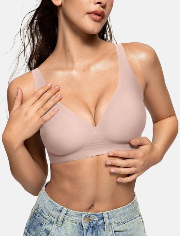 OEAK Womens Deep V Bras Wireless Comfortable Bra Supportive No Underwire Bras Tshirt Push Up Bralettes Plunge Seamless Bra - Image 3