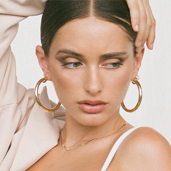 4mm Thick Gold Chunky Earrings Steling Silver Post Hoops Earrings For Women Hollow Tube Hoops Earrings Thick Gold Hoop Earrings Hypoallergenic Lightweight Gold Hoop Large Earrings 20/30/40/50/60MM - Image 6