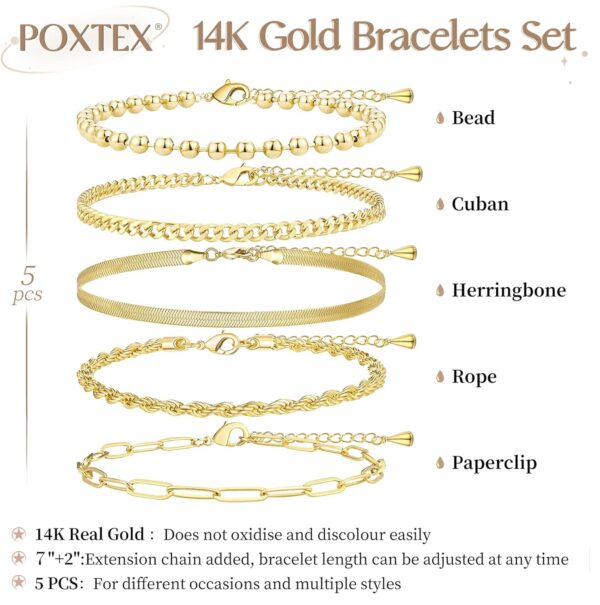 Gold Bracelets for Women,Dainty Bracelets Set for Women Trendy, Gold Bracelets Stack With Beaded, Cuban, Paperclip, Heart, Snake, Rope, Pearl, Cross, Hand Chain, Silver Jewelry Gifts for Women - Image 8