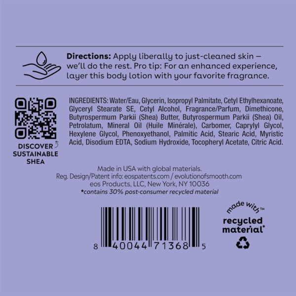 eos Shea Better Body Lotion- Vanilla Cashmere, 24-Hour Moisture Skin Care, Lightweight & Non-Greasy, Made with Natural Shea, Vegan, 16 fl oz - Image 10