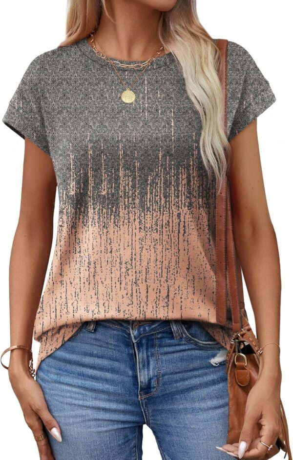 Alaroo Womens Summer Tops Short Sleeve Shirts Crew Neck Cute Trendy Tunic Blouses (S-3XL) - Image 4