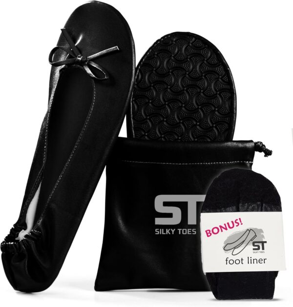 Silky Toes Foldable Flats for Women Purse Ballet Shoes Ballerina Slippers - Image 2